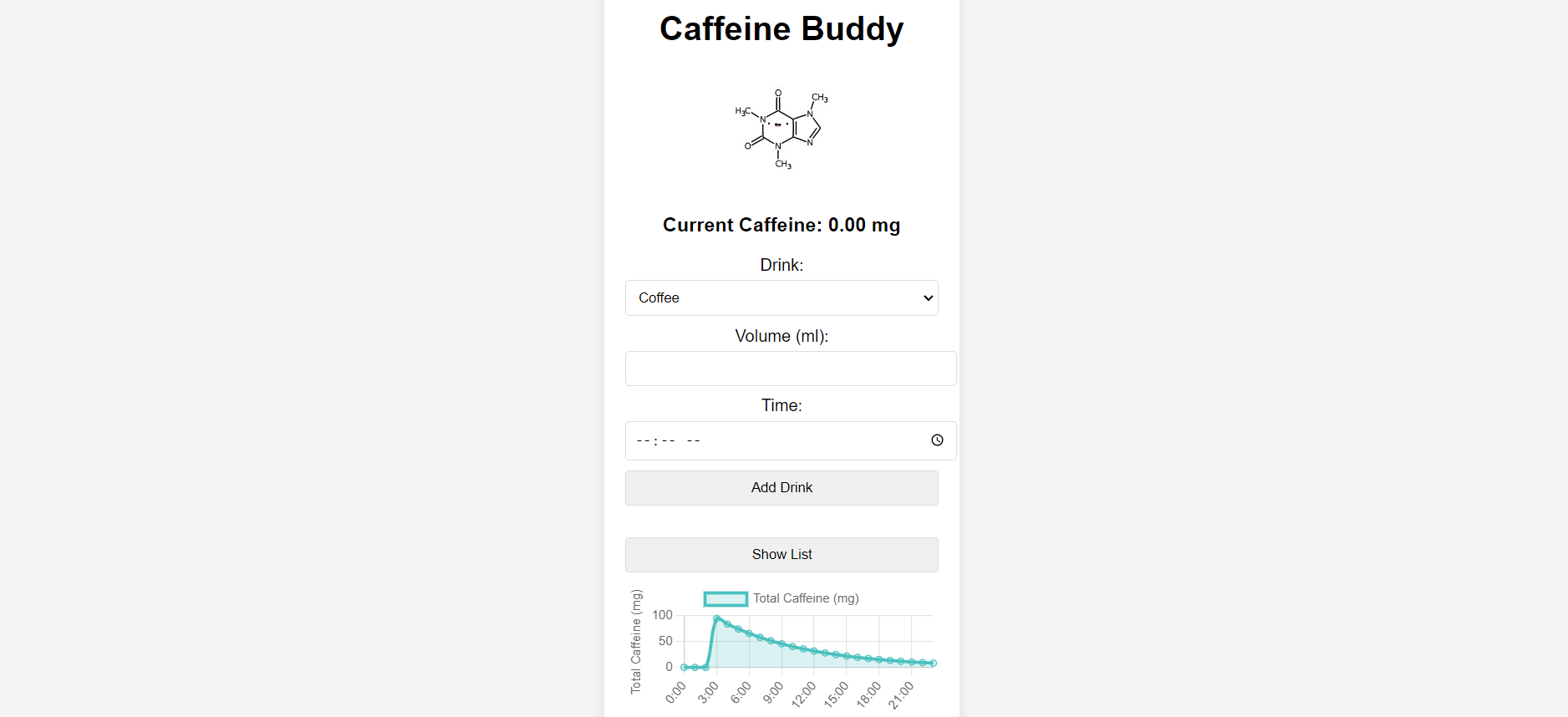 Image of Caffeine Buddy web app