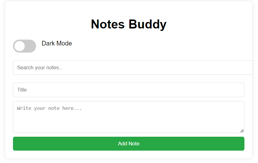 Notes Buddy web app running